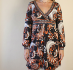 y2k tibi 100% silk stretch psychedelic mini dress