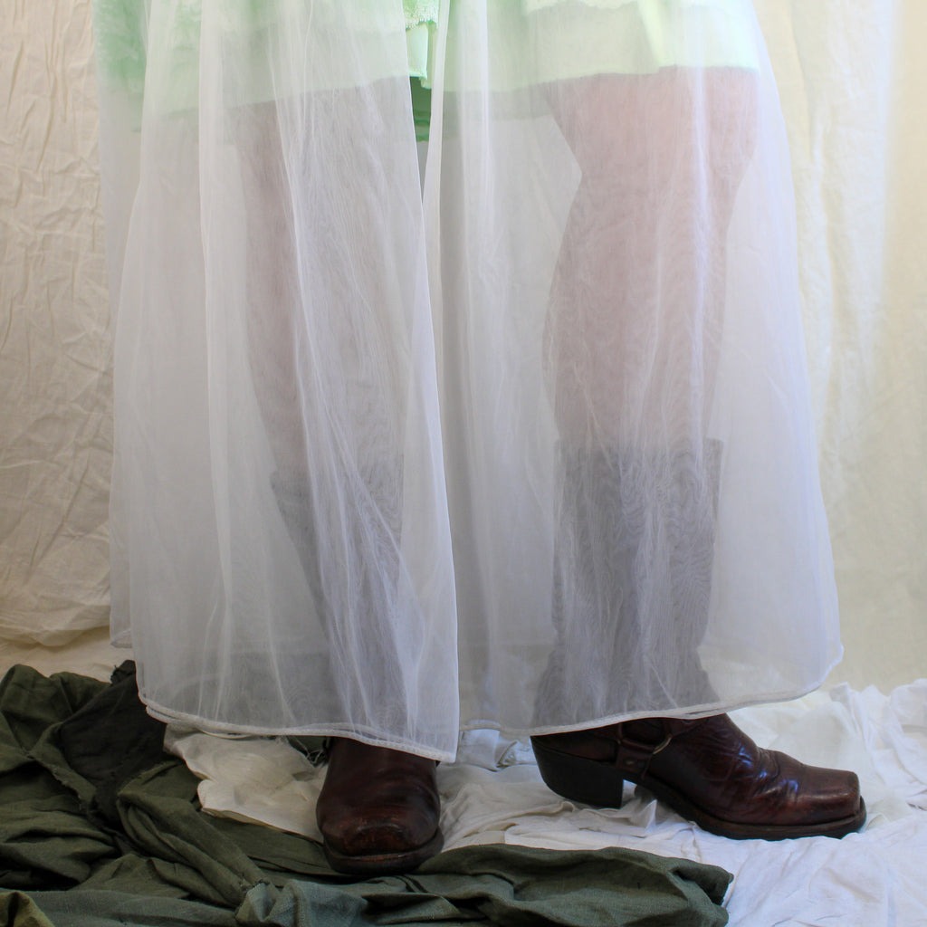 60s/70s vintage texsheen sheer lace maxi robe – vintage lingerie