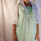 60s/70s vintage texsheen sheer lace maxi robe – vintage lingerie