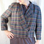 Michi Moon for SANYO Made in Japan wool plaid cropped blazer, front view