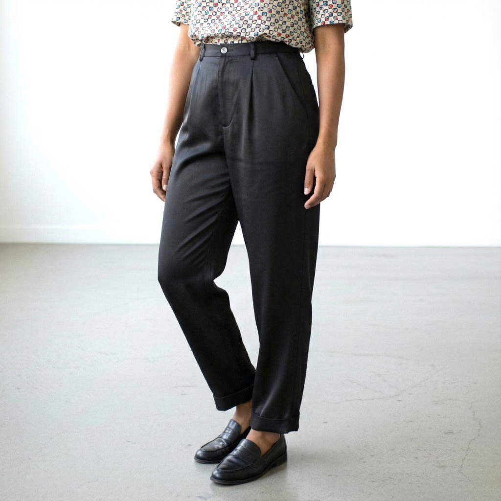 90s ralph lauren vintage 100% silk pleated trousers