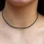 Front view of navy crystal choker