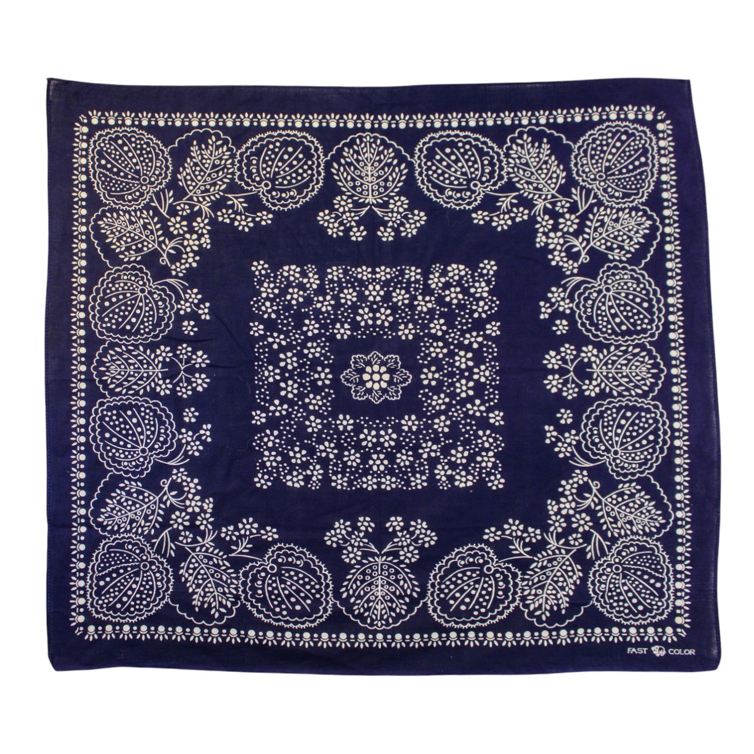 Main flat view of navy floral bandana