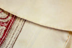 60s vintage silk paisley border large scarf – ivory & red