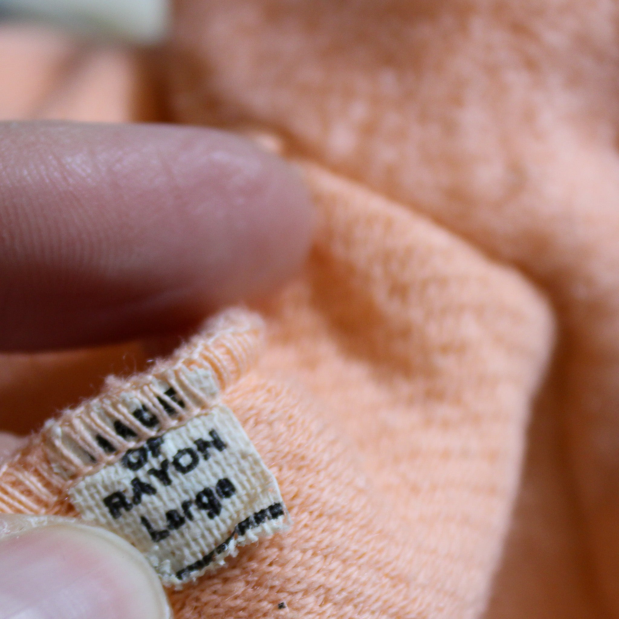 50s/60s peach fuzzy bed jacket with neck ribbon