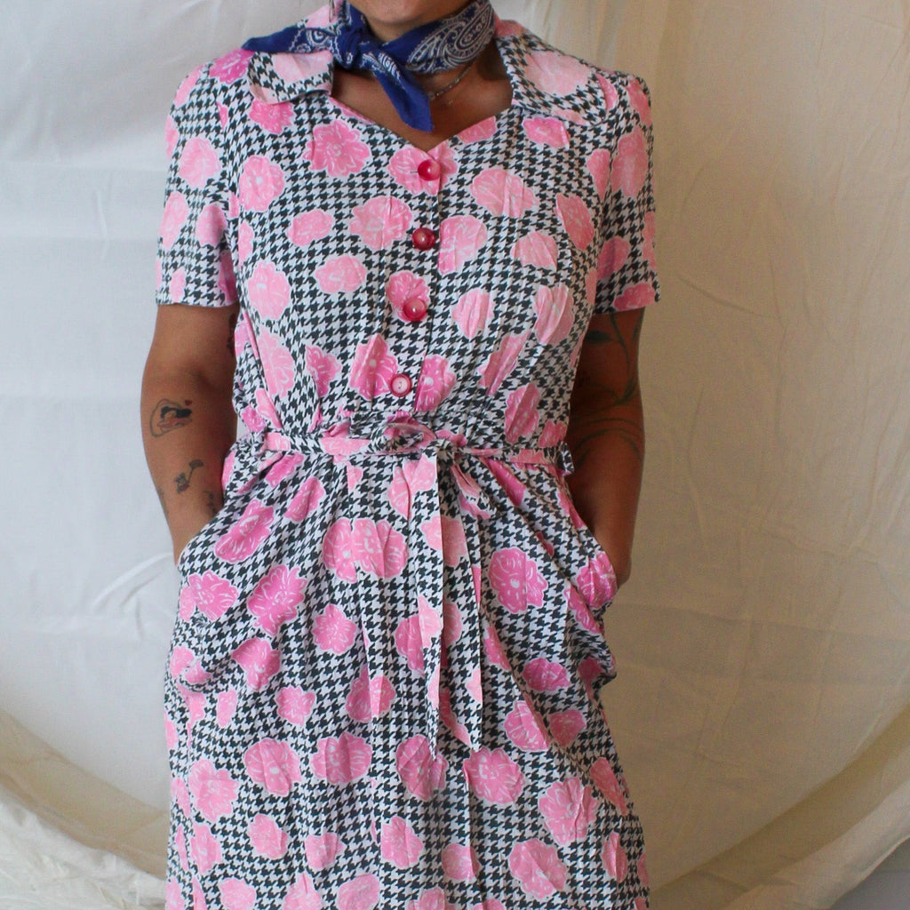 60s pink houndstooth mallcore dress, image 4