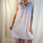 Pink rosebud-trim sleeveless nightgown