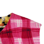 60s 70s reversible hand quilted pink plaid cotton vest 3