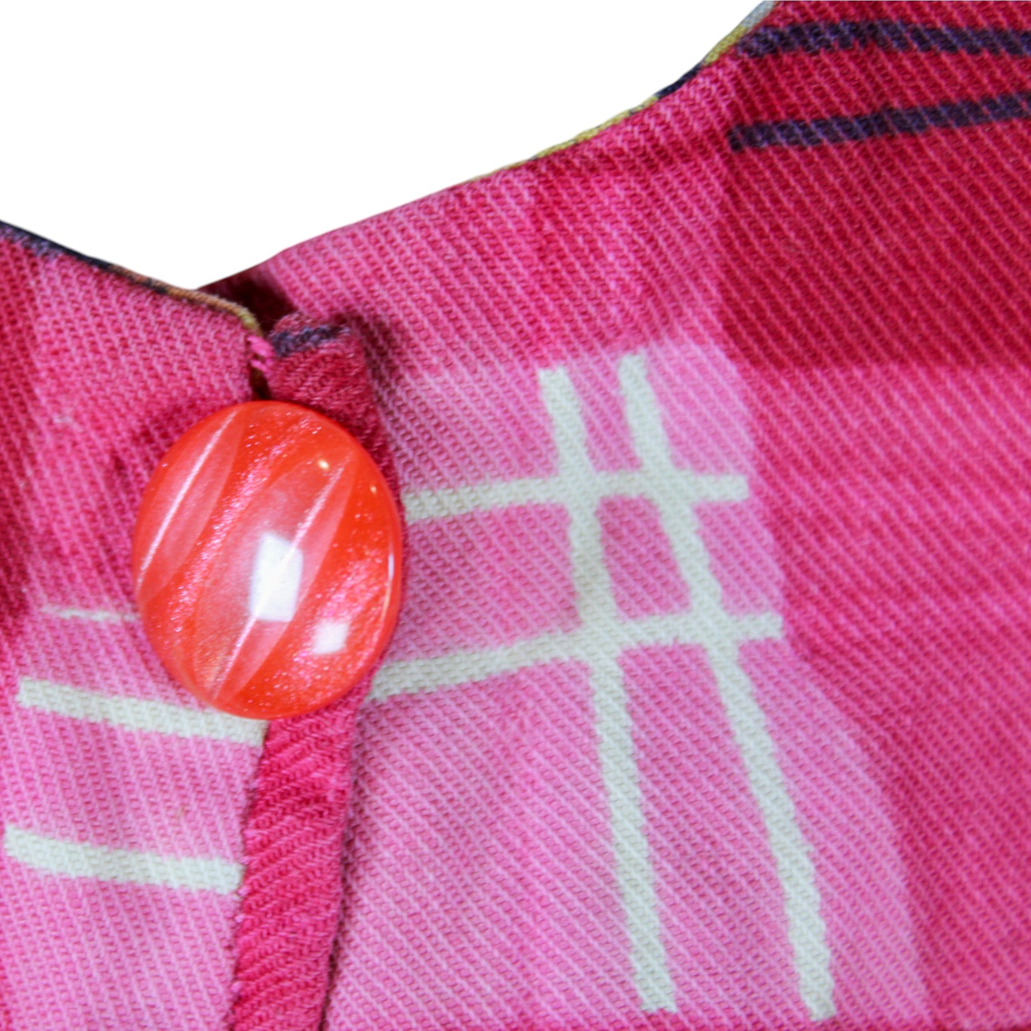 60s 70s reversible hand quilted pink plaid cotton vest 4