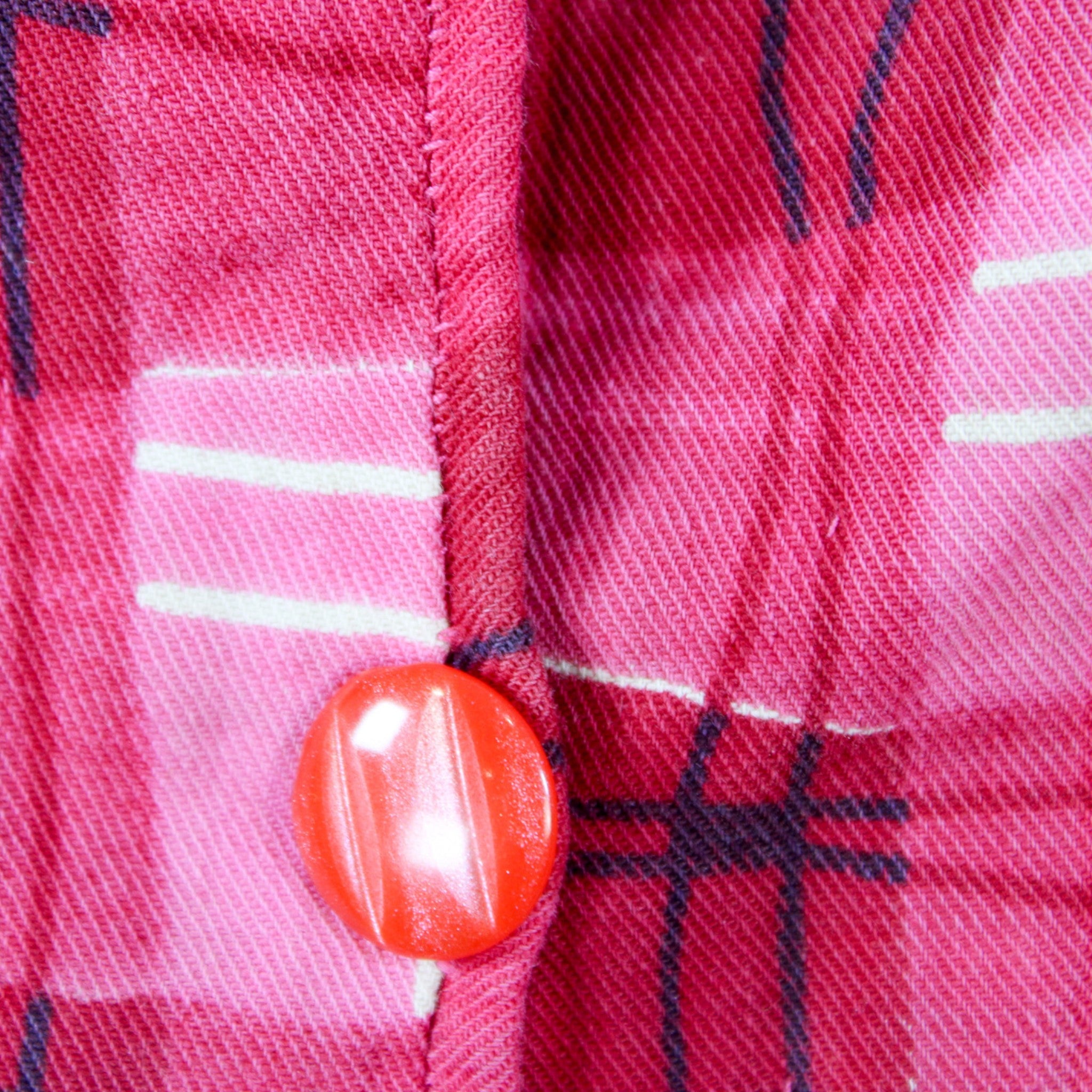 60s 70s reversible hand quilted pink plaid cotton vest 6