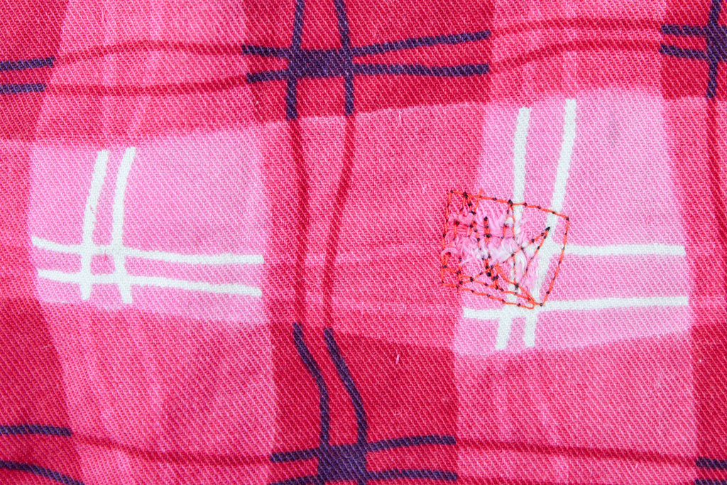 60s 70s reversible hand quilted pink plaid cotton vest 8