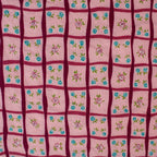 50s pink faux patchwork rose vintage textile bandana, image 2