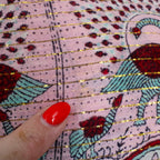 70s star of india, block print, cotton gauze peacock print dress