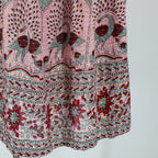 70s star of india, block print, cotton gauze peacock print dress