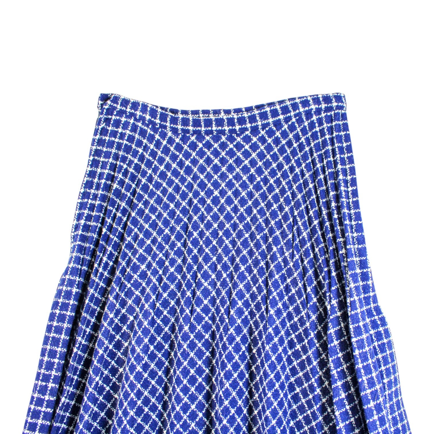 70s blue white diamond plaid woven maxi skirt handmade