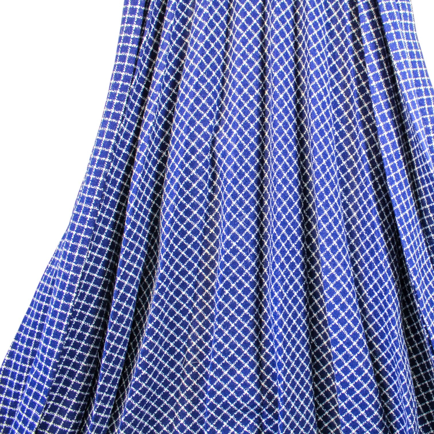 70s blue white diamond plaid woven maxi skirt handmade