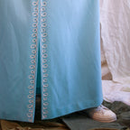 70s powder blue maxi dress with white trim - image 4