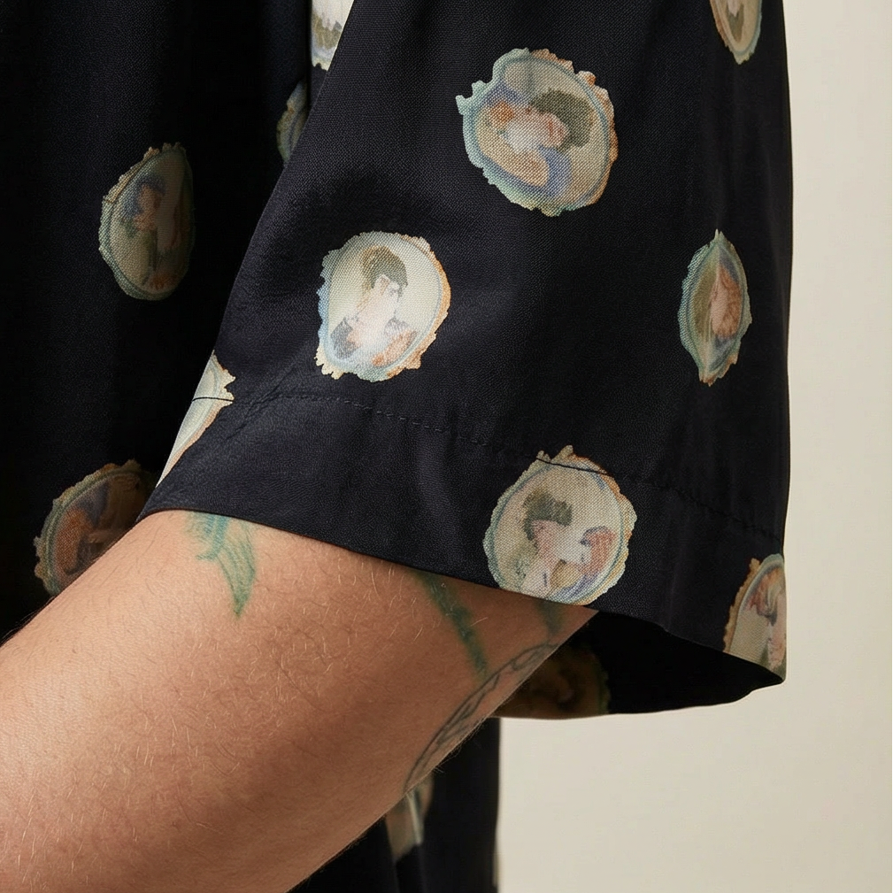 90s fendi 365 italian silk duster with cameo print