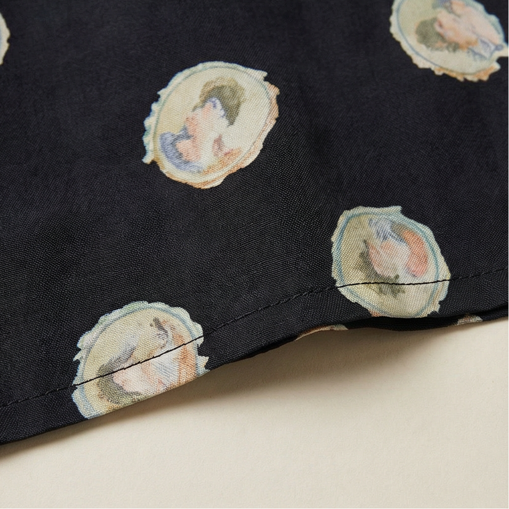 90s fendi 365 italian silk duster with cameo print