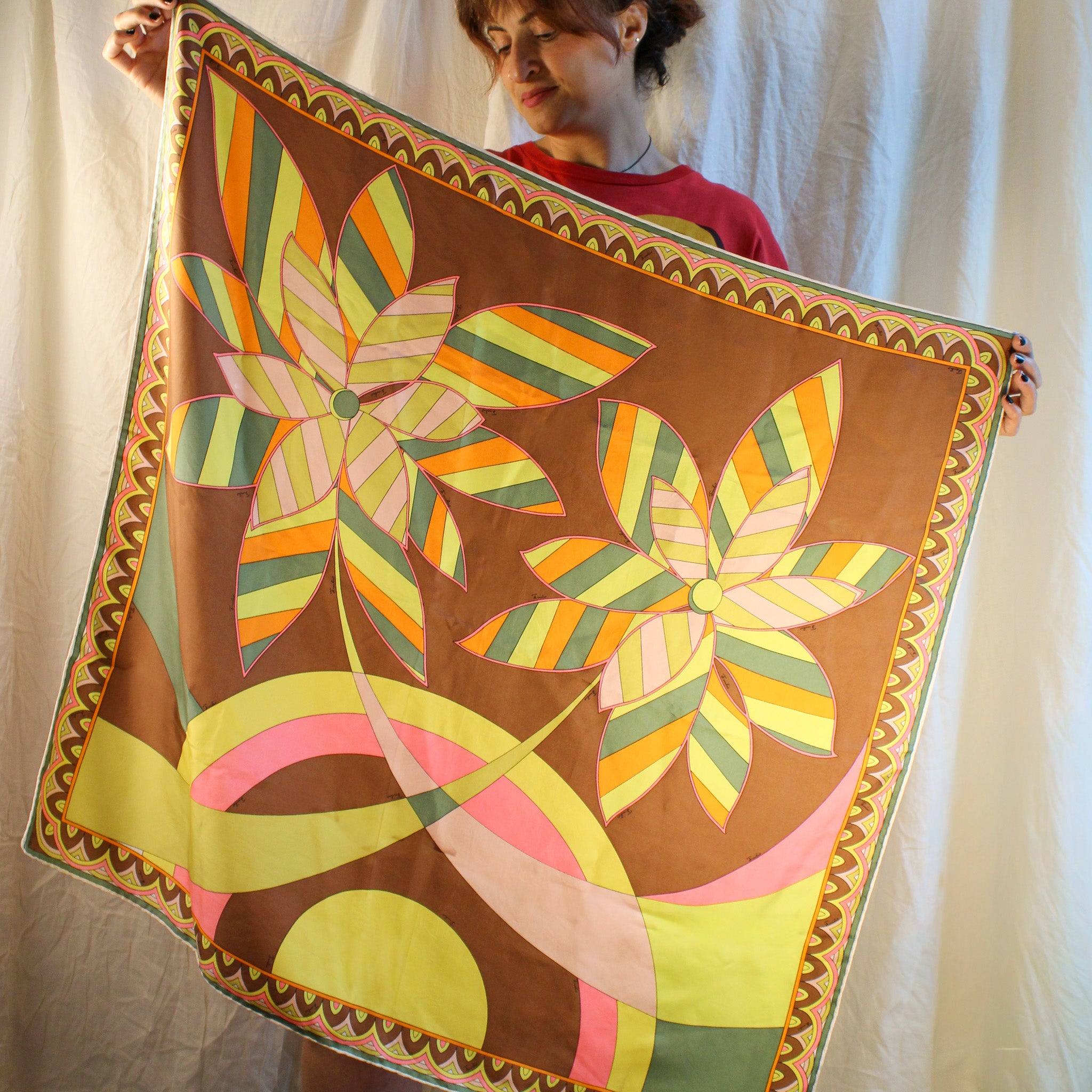 60s pucci authentic psychedelic floral silk scarf