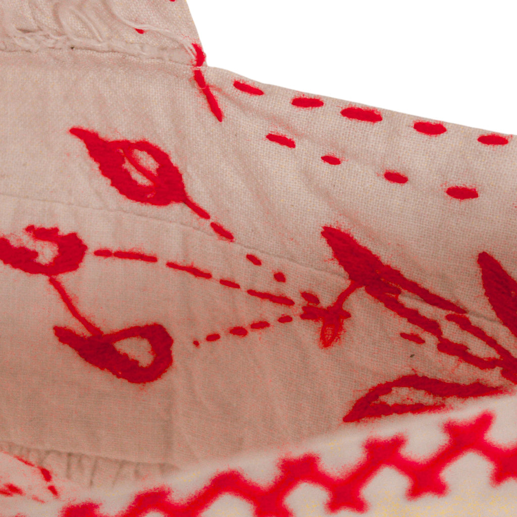 70s RARE bright red hand-embroidered mexican puebla dress