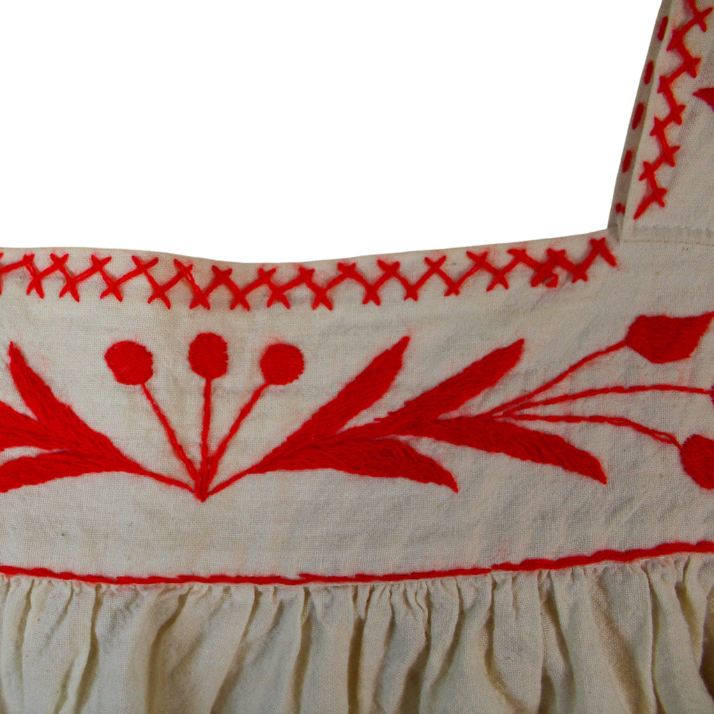 70s red hand embroidered mexican puebla dress 4