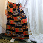 70s patchwork paisley quilted maxi skirt