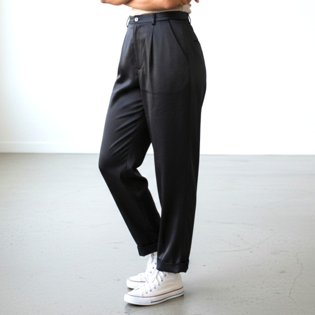 90s ralph lauren vintage 100% silk pleated trousers