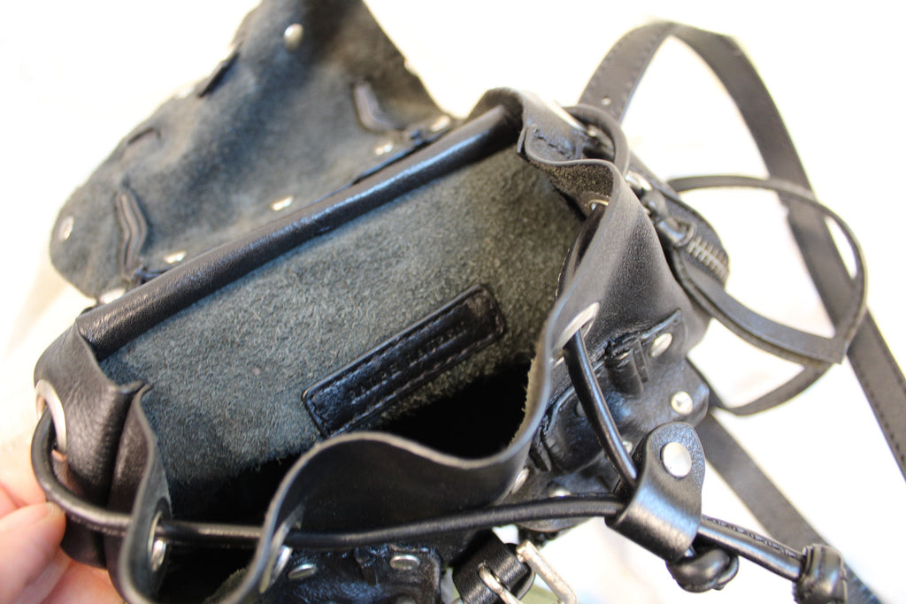 early 2000s ralph lauren black leather mini backpack