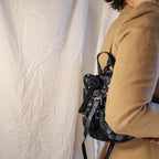 early 2000s ralph lauren black leather mini backpack