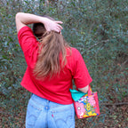 60s floral textile appliqué cropped tee - one-of-a-kind rework