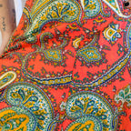 70s red paisley dress with metal zipper - image 2