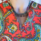 70s red paisley dress with metal zipper - image 4