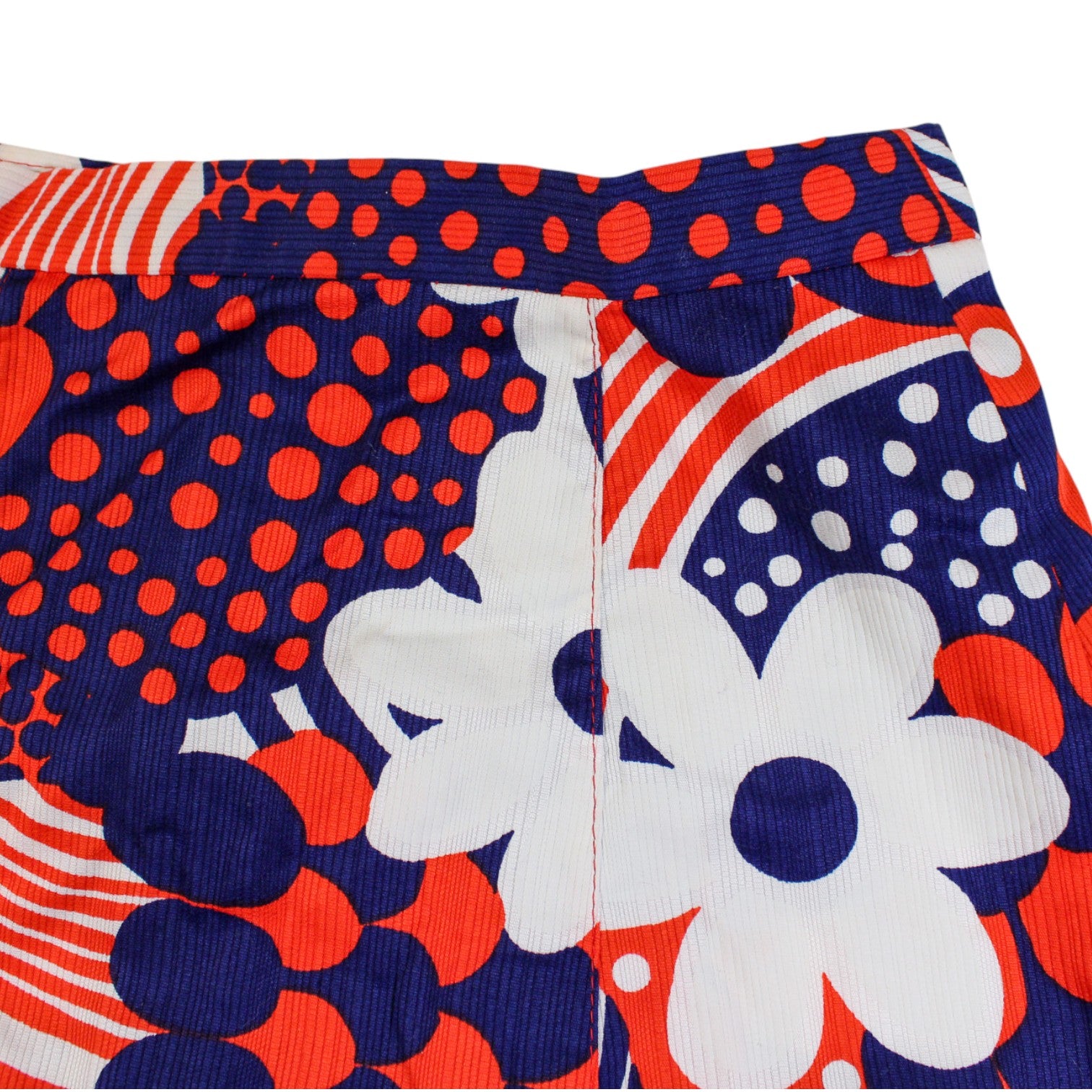 1970s mod floral maxi skirt - psychedelic red white navy