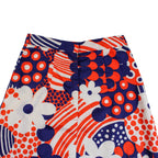 1970s mod floral maxi skirt - psychedelic red white navy
