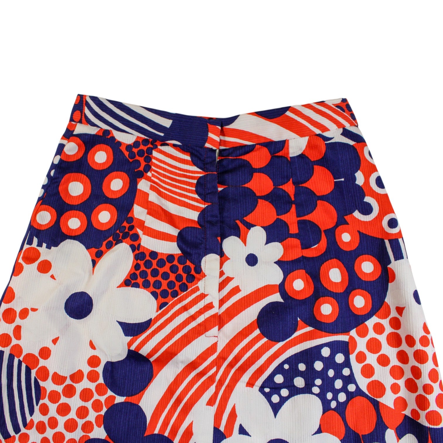 1970s mod floral maxi skirt - psychedelic red white navy