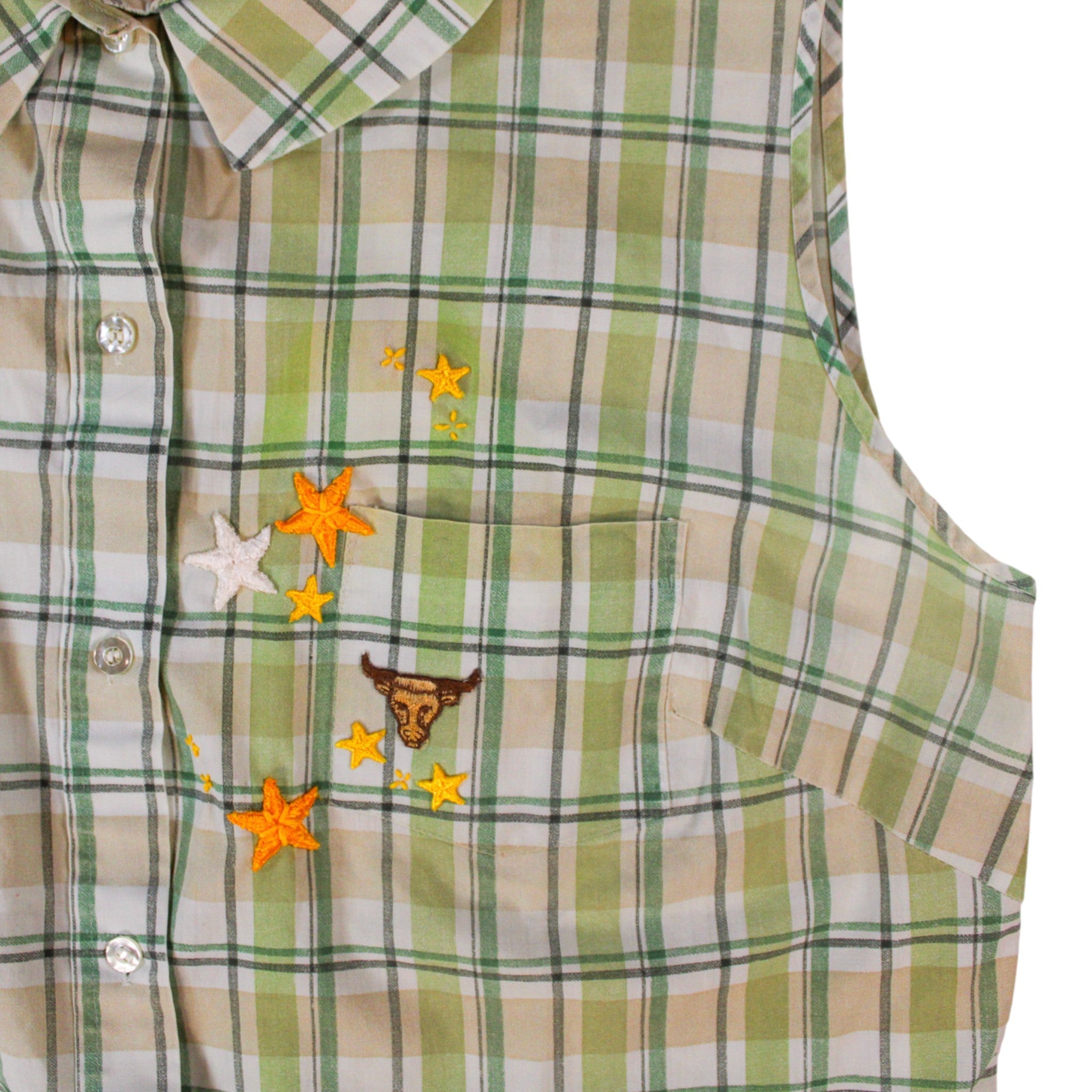 70s perma-prest remade western embroidered plaid day dress – l – image 4