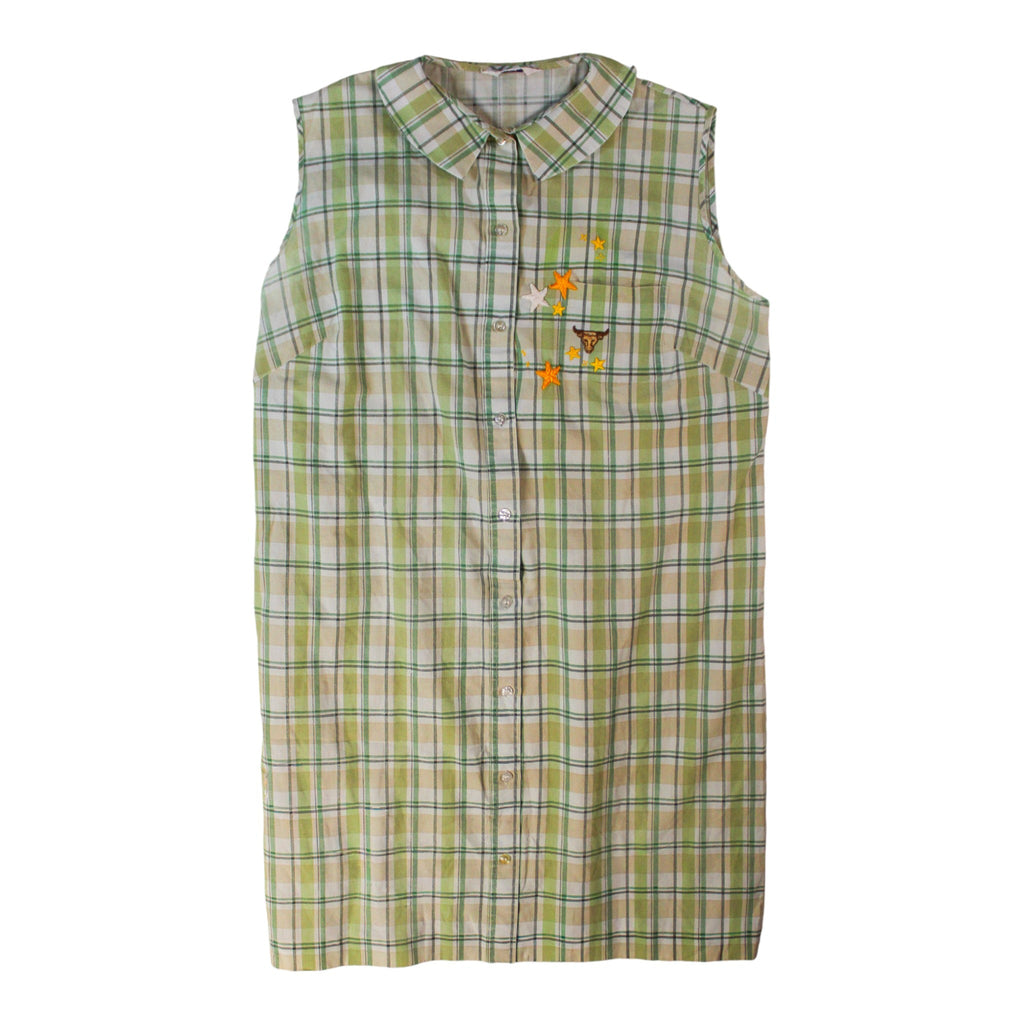 70s perma-prest remade western embroidered plaid day dress – l – image 5