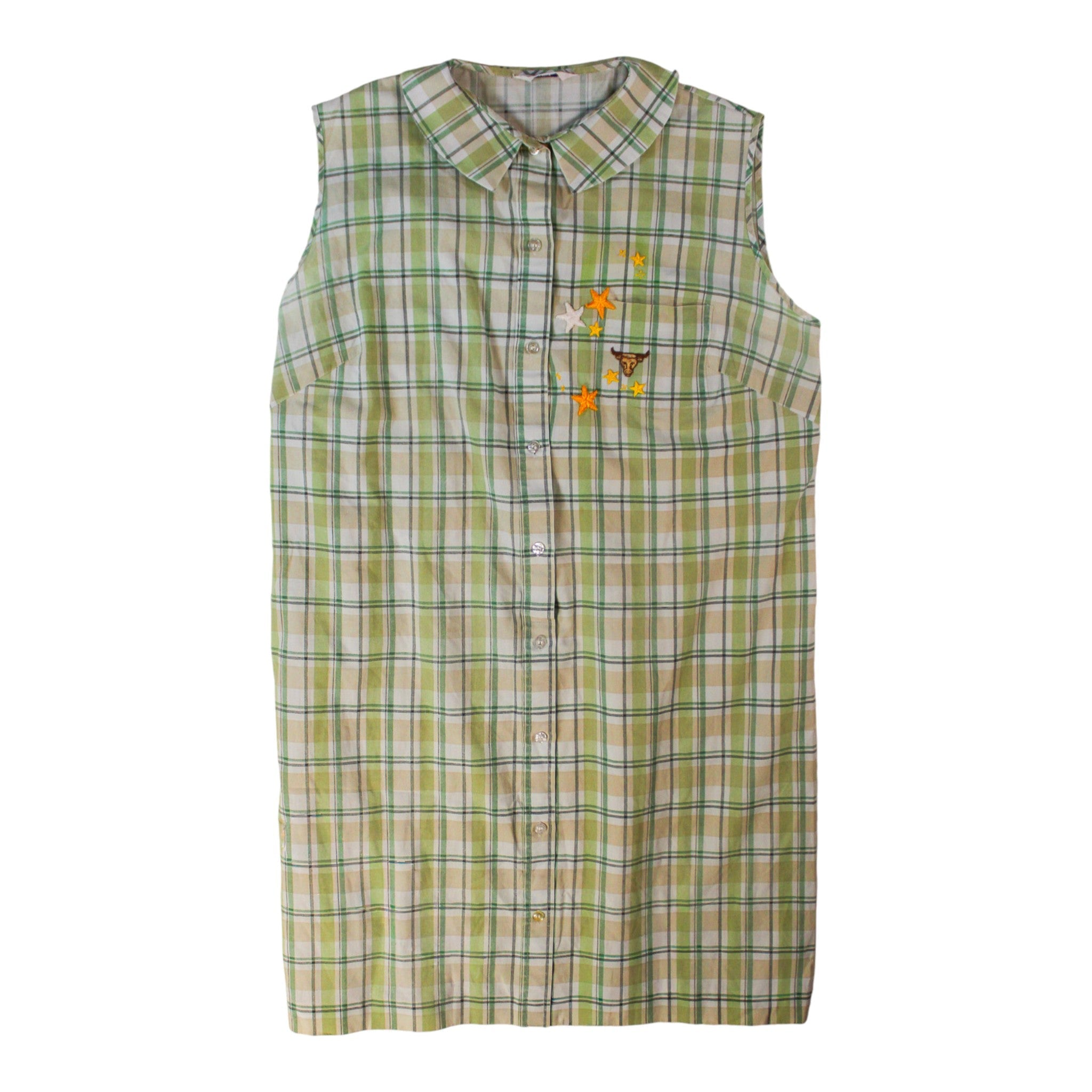 70s perma-prest remade western embroidered plaid day dress – l – image 5