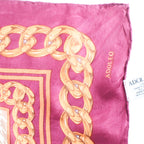 80s adolfo silk scarf - chain border & houndstooth print