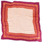 80s adolfo silk scarf - chain border & houndstooth print