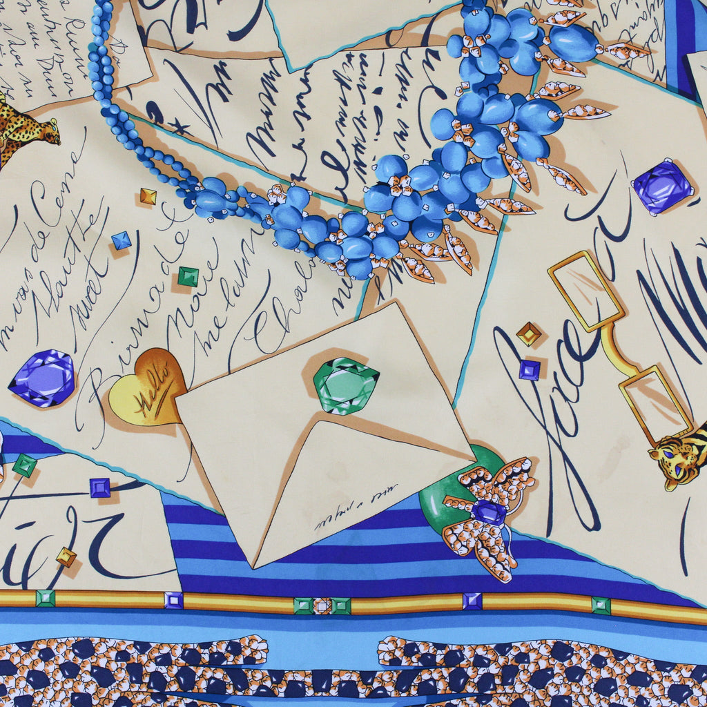 90s must de cartier silk carré - jewels, letters & panther motifs