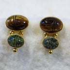 Front close-up of double scarab earrings