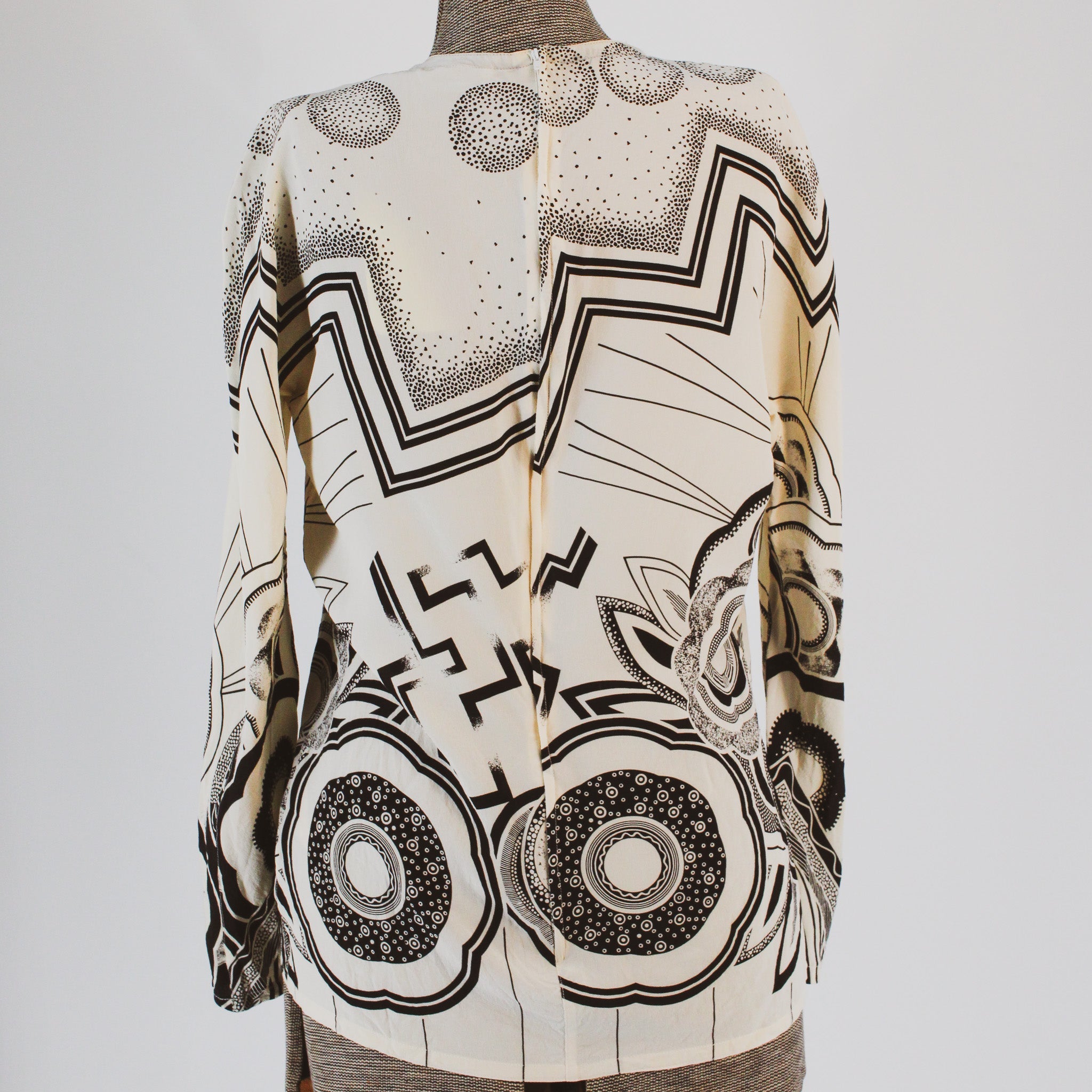 90s gianni versace black and white print silk top