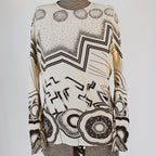 90s gianni versace black and white print silk top - front