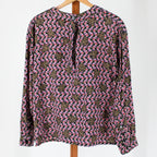 teddy bear print blouse - back with button closure