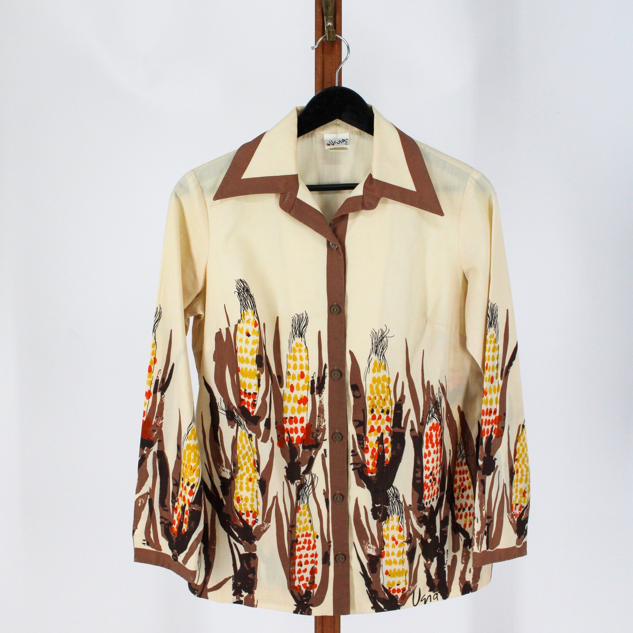 70s vera neumann corn print shirt - front