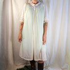 60s/70s vintage lorraine white sheer lace short robe