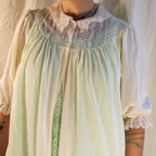 60s/70s vintage lorraine white sheer lace short robe