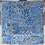 50s scarf or bandana usa-made designer textile harwood steiger desert story blue bandana